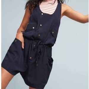 Blue button up romper/jumpsuit